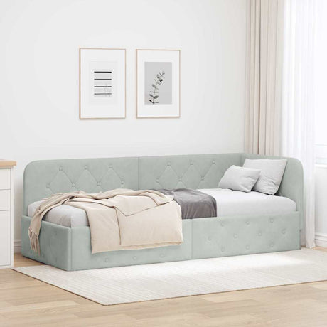 Vidaxl hoekbedframe lichtgrijs 80 x 200 cm fluweel