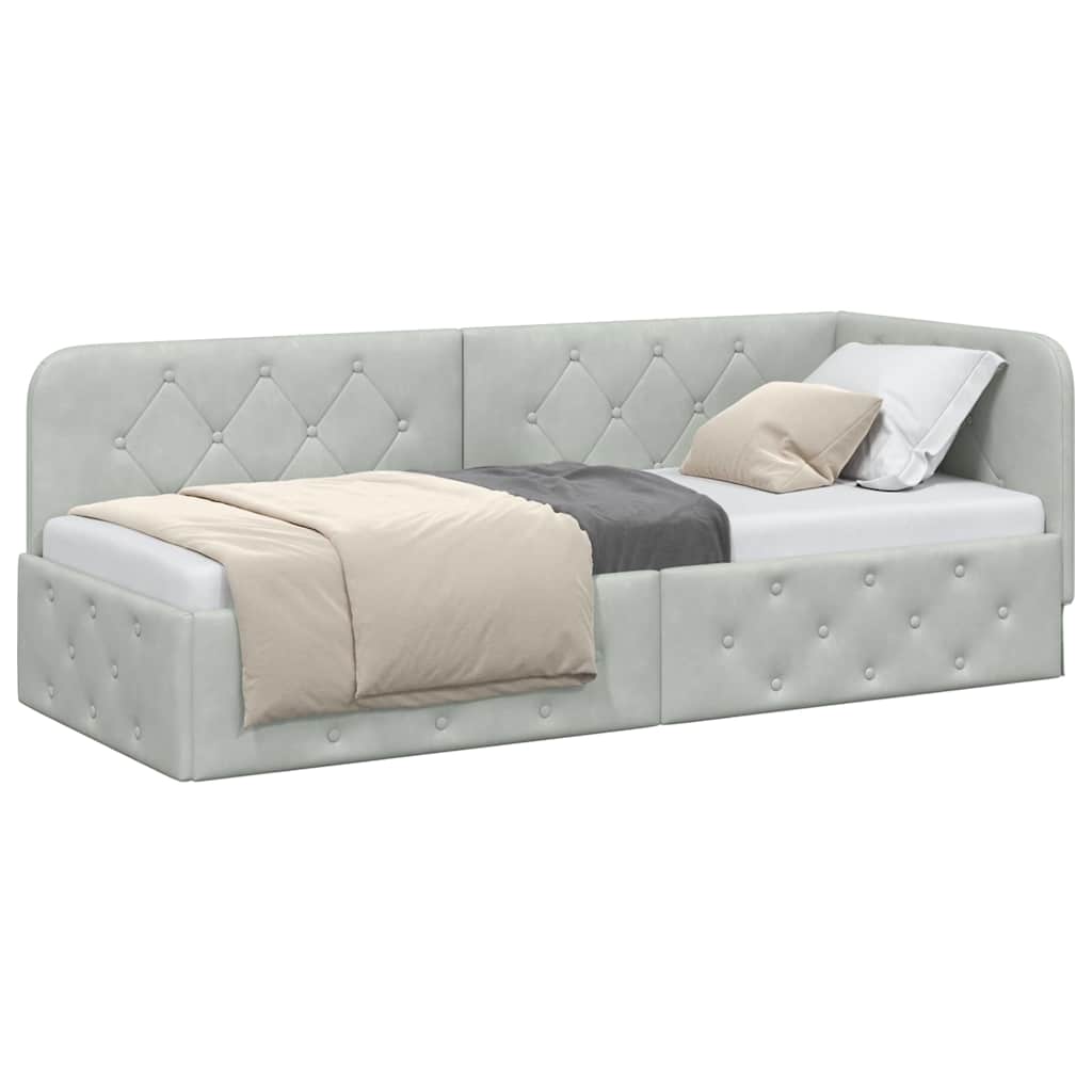 Vidaxl hoekbedframe lichtgrijs 80 x 200 cm fluweel