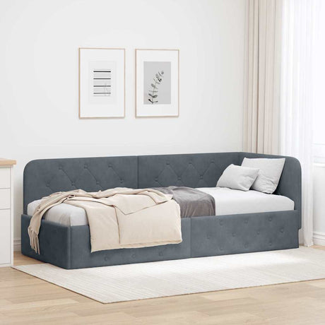 Vidaxl hoekbedframe donkergrijs 80 x 200 cm fluweel
