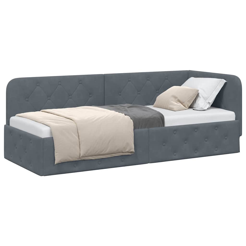 Vidaxl hoekbedframe donkergrijs 80 x 200 cm fluweel