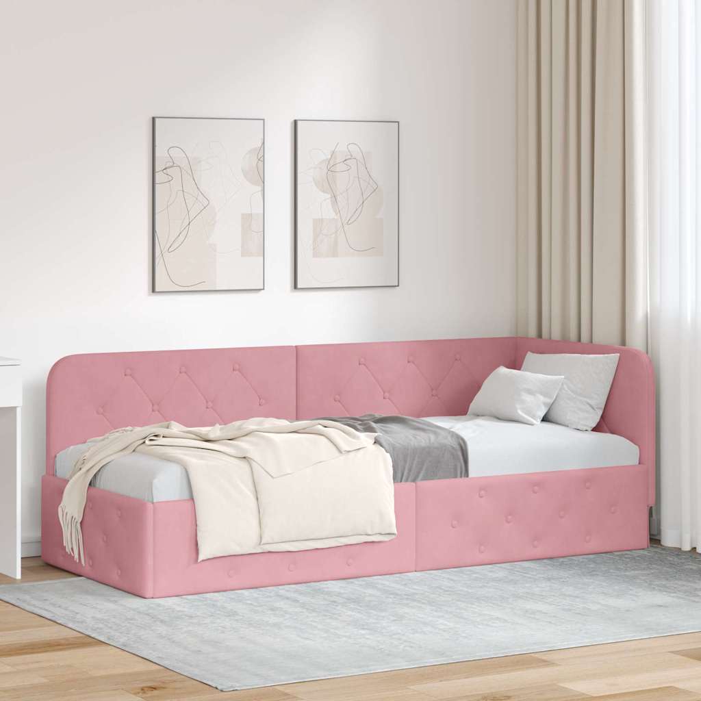 Vidaxl hoekbedframe roze 80 x 200 cm fluweel