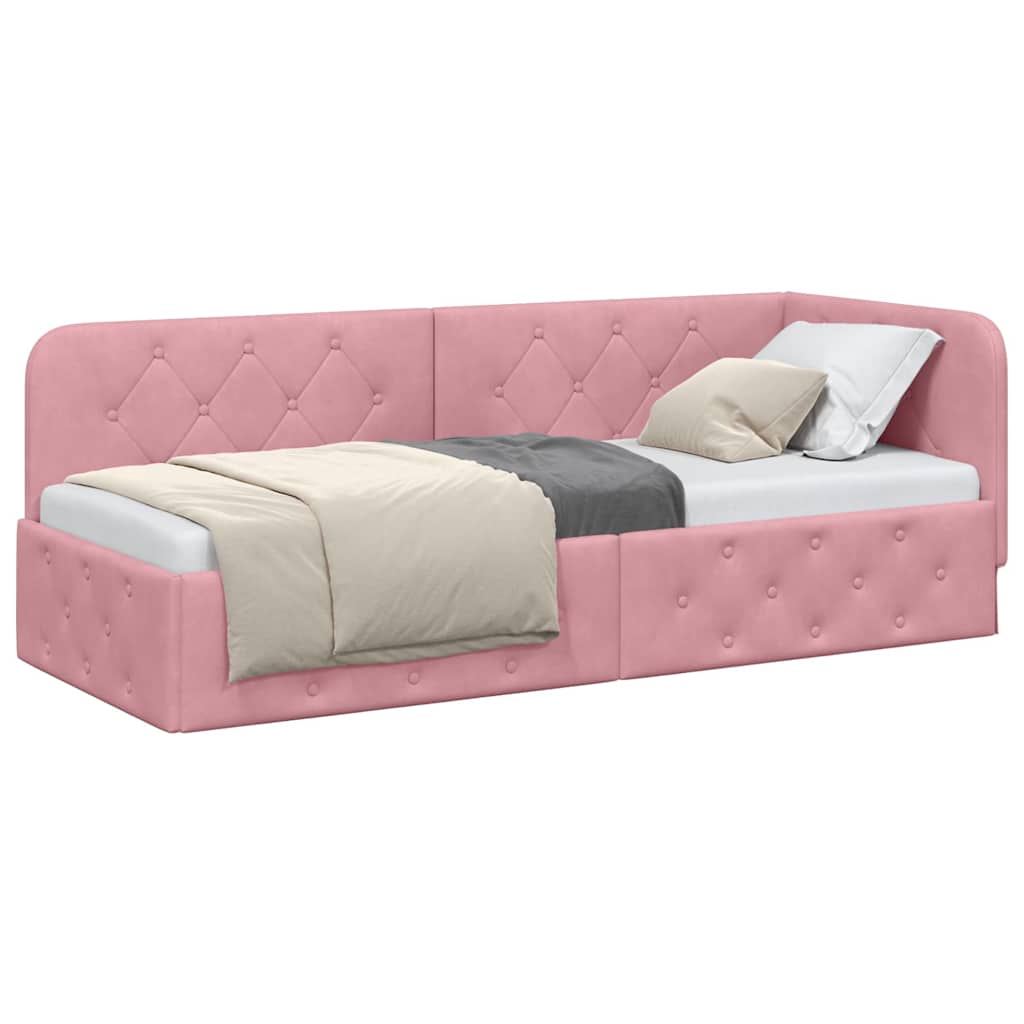 Vidaxl hoekbedframe roze 80 x 200 cm fluweel