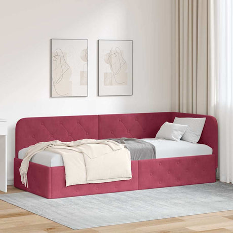 Vidaxl hoekbedframe wijnrood 80 x 200 cm fluweel