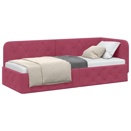 Vidaxl hoekbedframe wijnrood 80 x 200 cm fluweel
