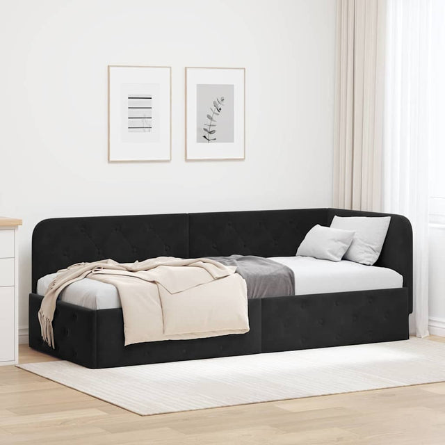 Vidaxl hoekbedframe zwart 80 x 200 cm fluweel