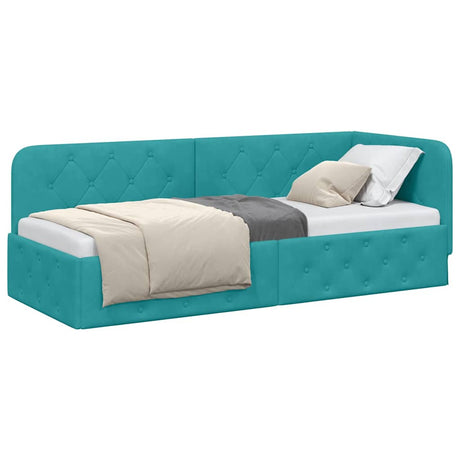 Vidaxl hoekbedframe turquoise 80 x 200 cm fluweel