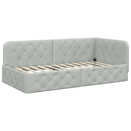 Vidaxl hoekbedframe lichtgrijs 90 x 190 cm fluweel