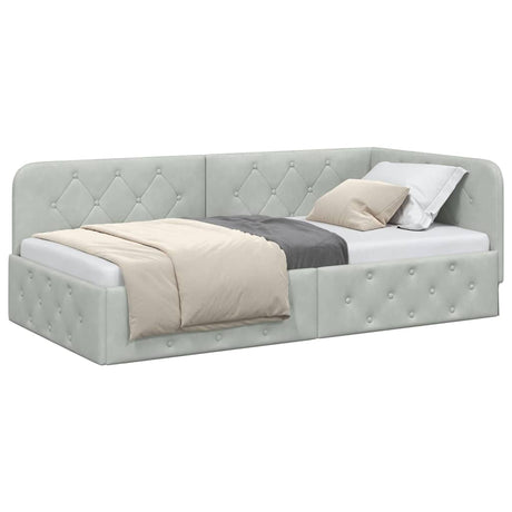 Vidaxl hoekbedframe lichtgrijs 90 x 190 cm fluweel