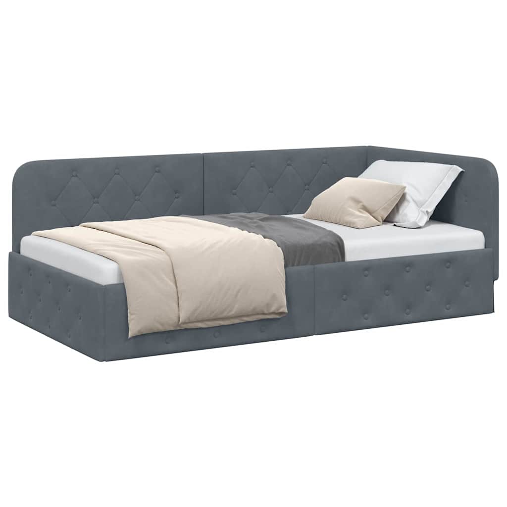 Vidaxl hoekbedframe donkergrijs 90 x 190 cm fluweel