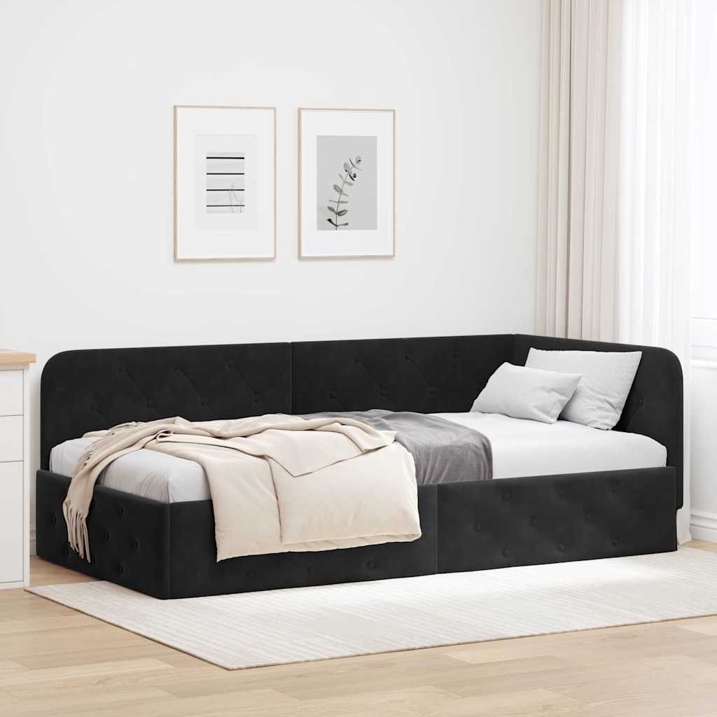Vidaxl hoekbedframe zwart 90 x 190 cm fluweel