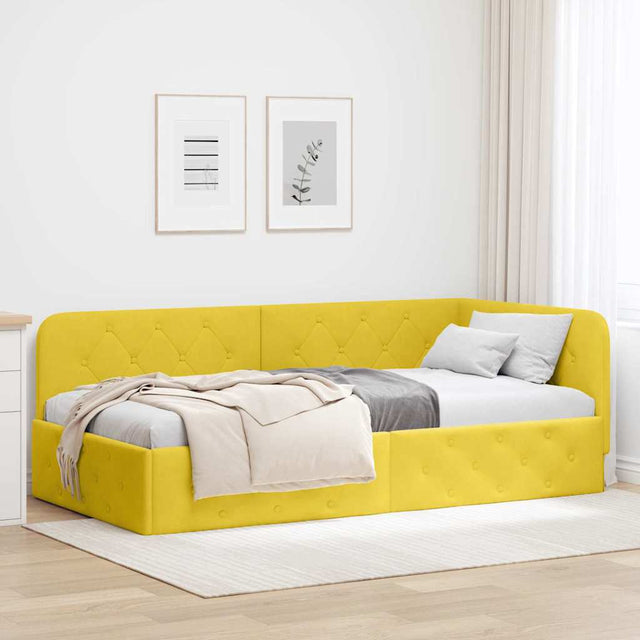 Vidaxl hoekbedframe geel 90 x 190 cm fluweel