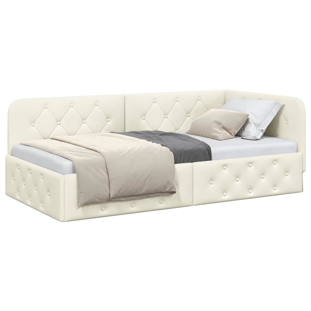 Vidaxl hoekbedframe crème 90 x 190 cm fluweel