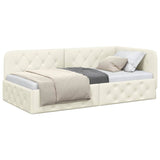 Vidaxl hoekbedframe crème 90 x 190 cm fluweel
