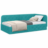 Vidaxl hoekbedframe turquoise 90 x 190 cm fluweel