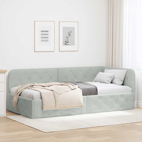 Vidaxl hoekbedframe lichtgrijs 90 x 200 cm fluweel