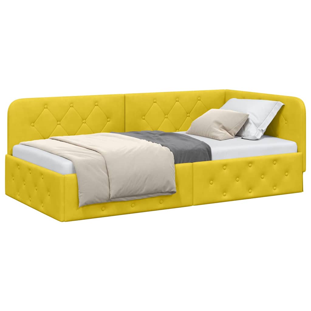 Vidaxl hoekbedframe geel 90 x 200 cm fluweel