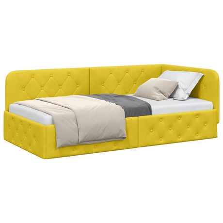 Vidaxl hoekbedframe geel 90 x 200 cm fluweel