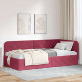 Vidaxl hoekbedframe wijnrood 100 x 200 cm fluweel