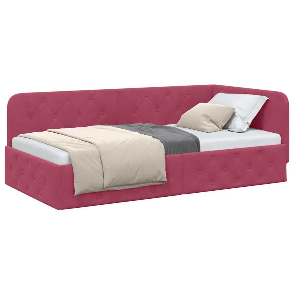 Vidaxl hoekbedframe wijnrood 100 x 200 cm fluweel