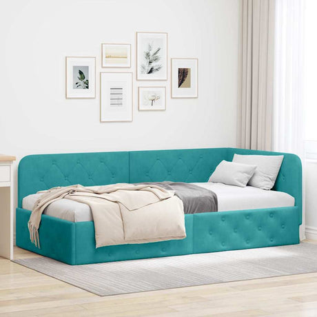 Vidaxl hoekbedframe turquoise 100 x 200 cm fluweel