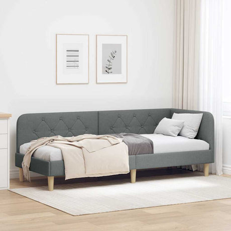 Vidaxl hoekbedframe donkergrijs 80 x 200 cm stof