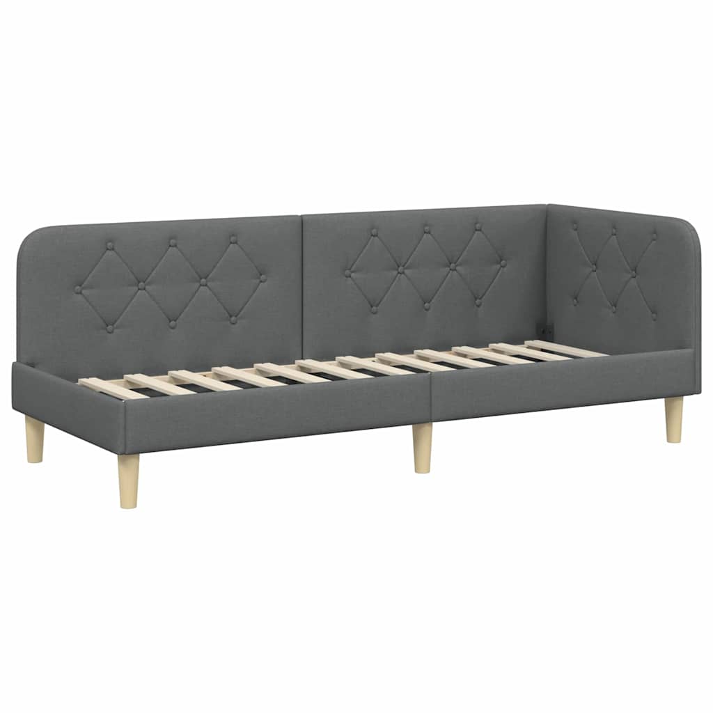 Vidaxl hoekbedframe donkergrijs 80 x 200 cm stof