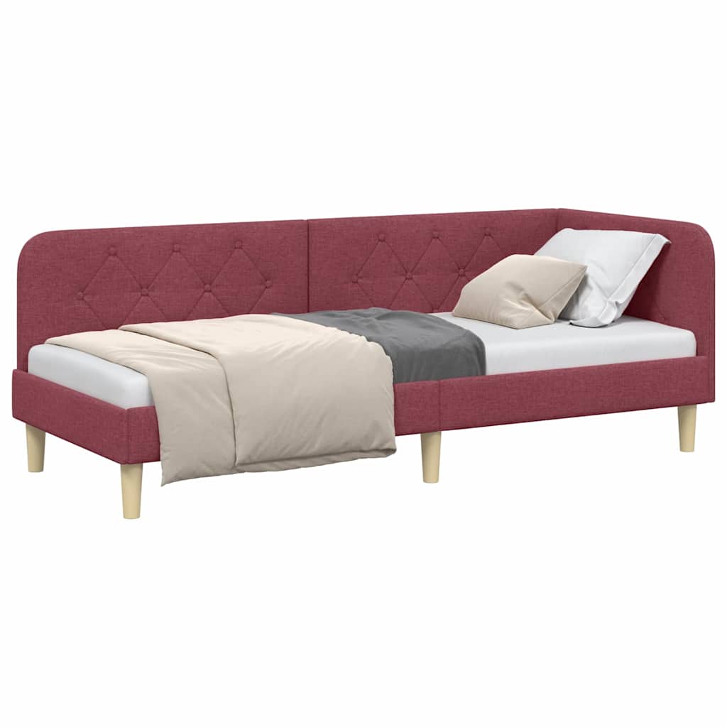 Vidaxl hoekbedframe wijnrood 80 x 200 cm stof
