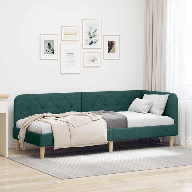 Vidaxl hoekbedframe donkergroen 80 x 200 cm stof