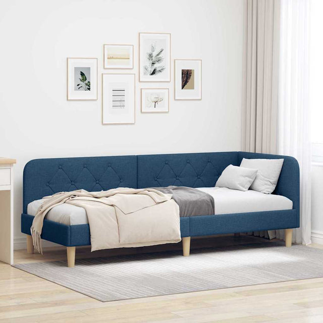 Vidaxl hoekbedframe blauw 80 x 200 cm stof