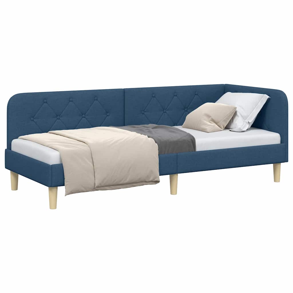 Vidaxl hoekbedframe blauw 80 x 200 cm stof
