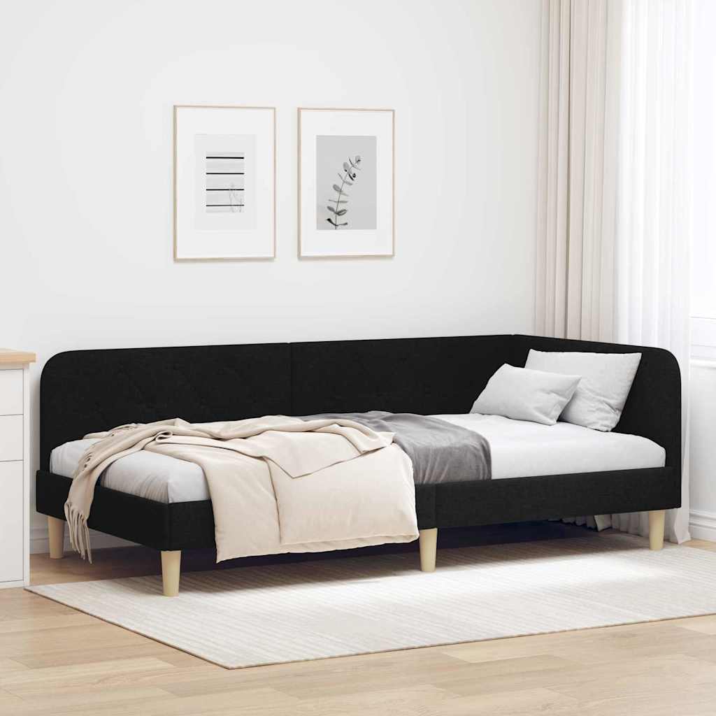 Vidaxl hoekbedframe zwart 90 x 190 cm stof