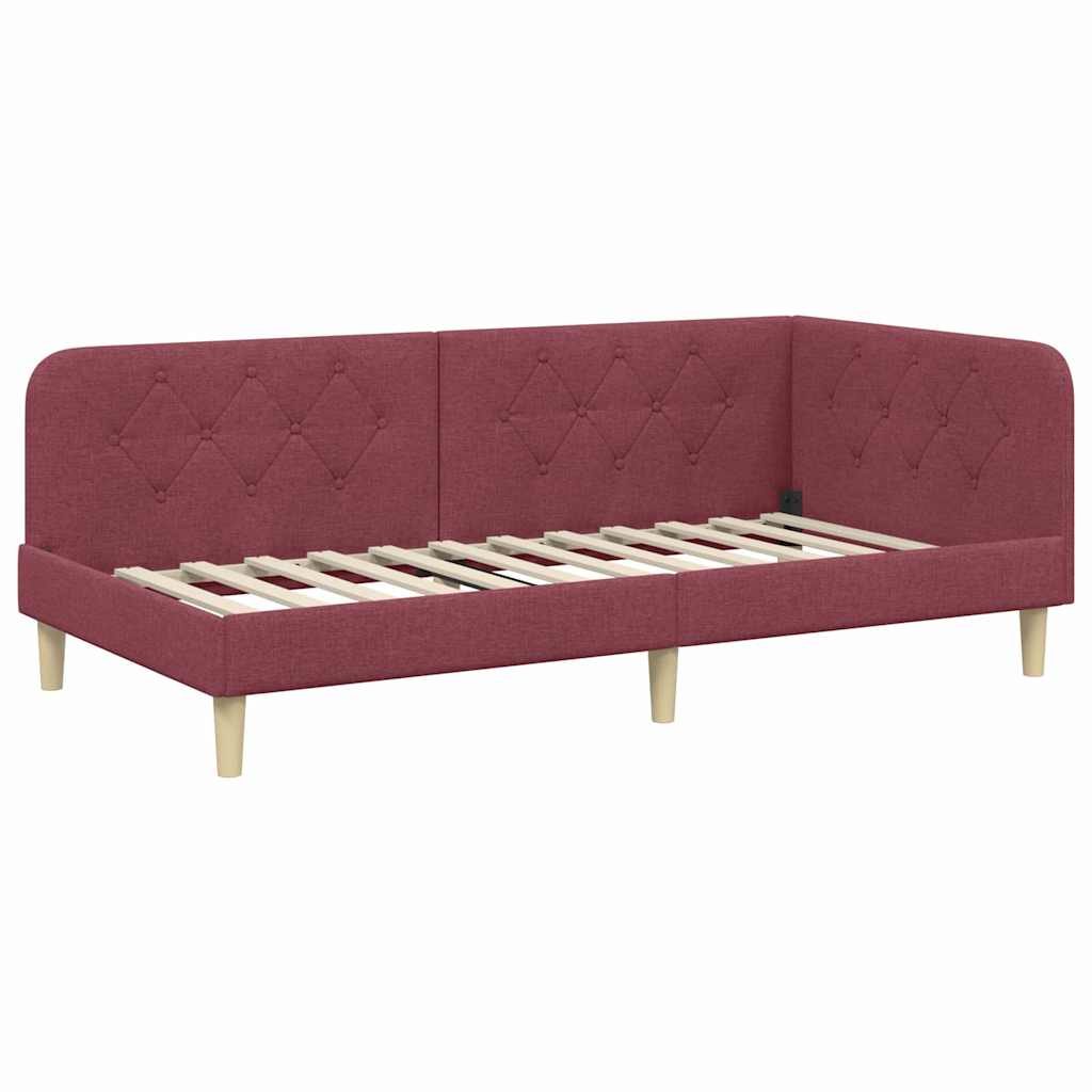 Vidaxl hoekbedframe wijnrood 90 x 190 cm stof