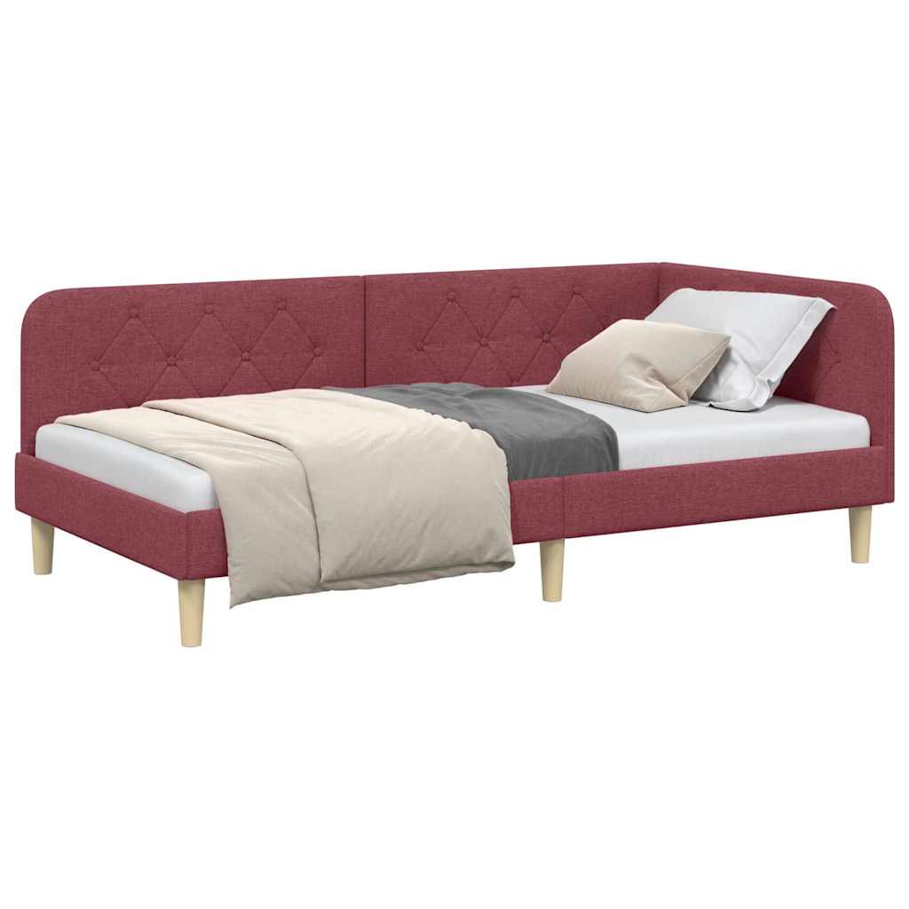 Vidaxl hoekbedframe wijnrood 90 x 190 cm stof