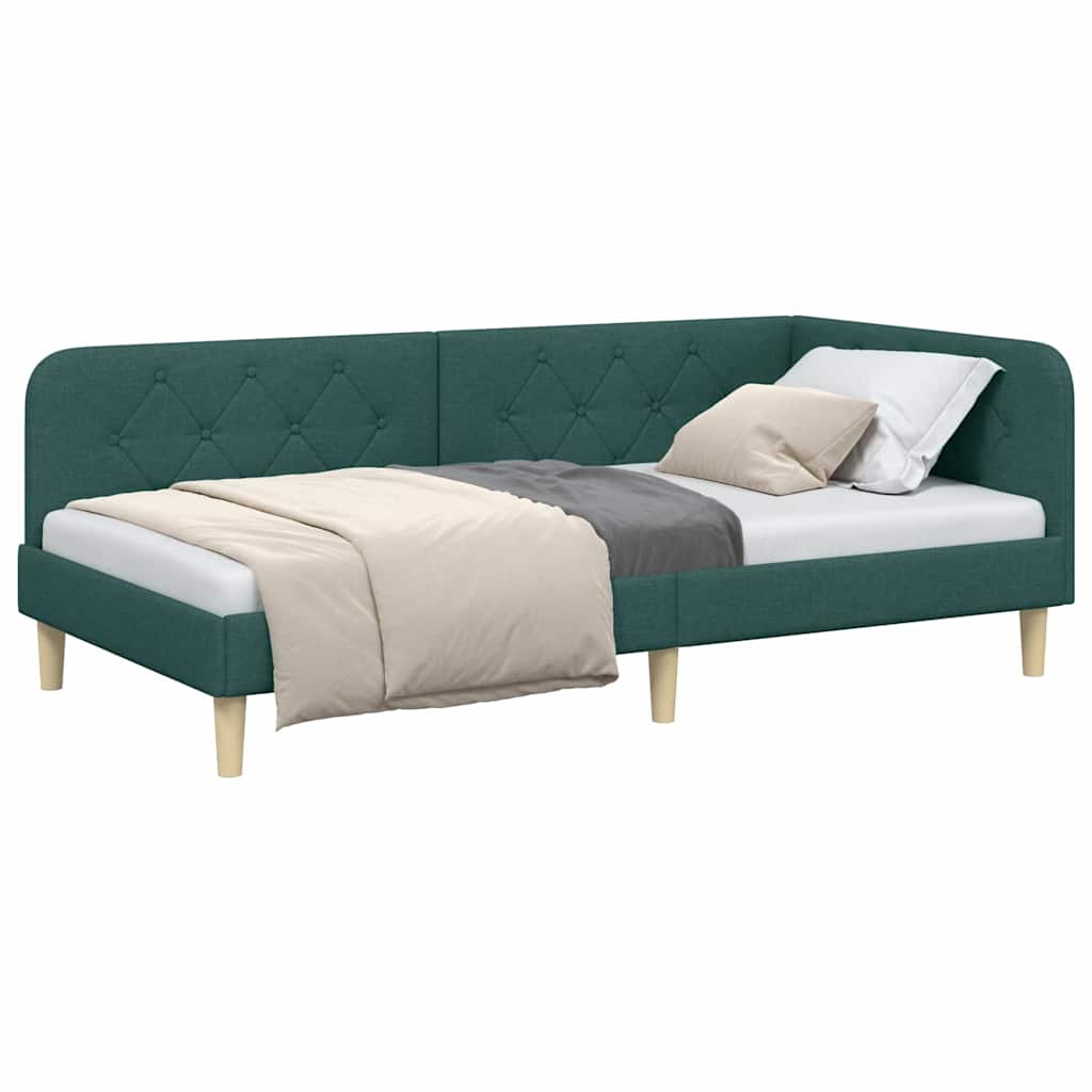 Vidaxl hoekbedframe donkergroen 90 x 190 cm stof