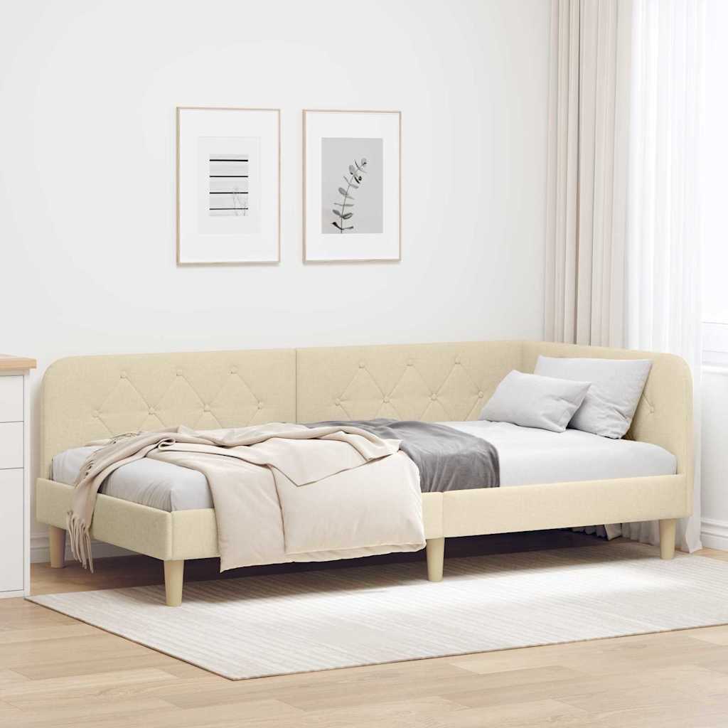 Vidaxl hoekbedframe crème 90 x 190 cm stof