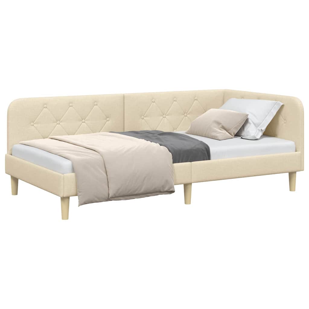 Vidaxl hoekbedframe crème 90 x 190 cm stof