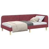 Vidaxl hoekbedframe wijnrood 90 x 200 cm stof