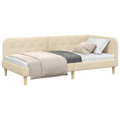 Vidaxl hoekbedframe crème 90 x 200 cm stof