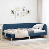 Vidaxl hoekbedframe blauw 90 x 200 cm stof