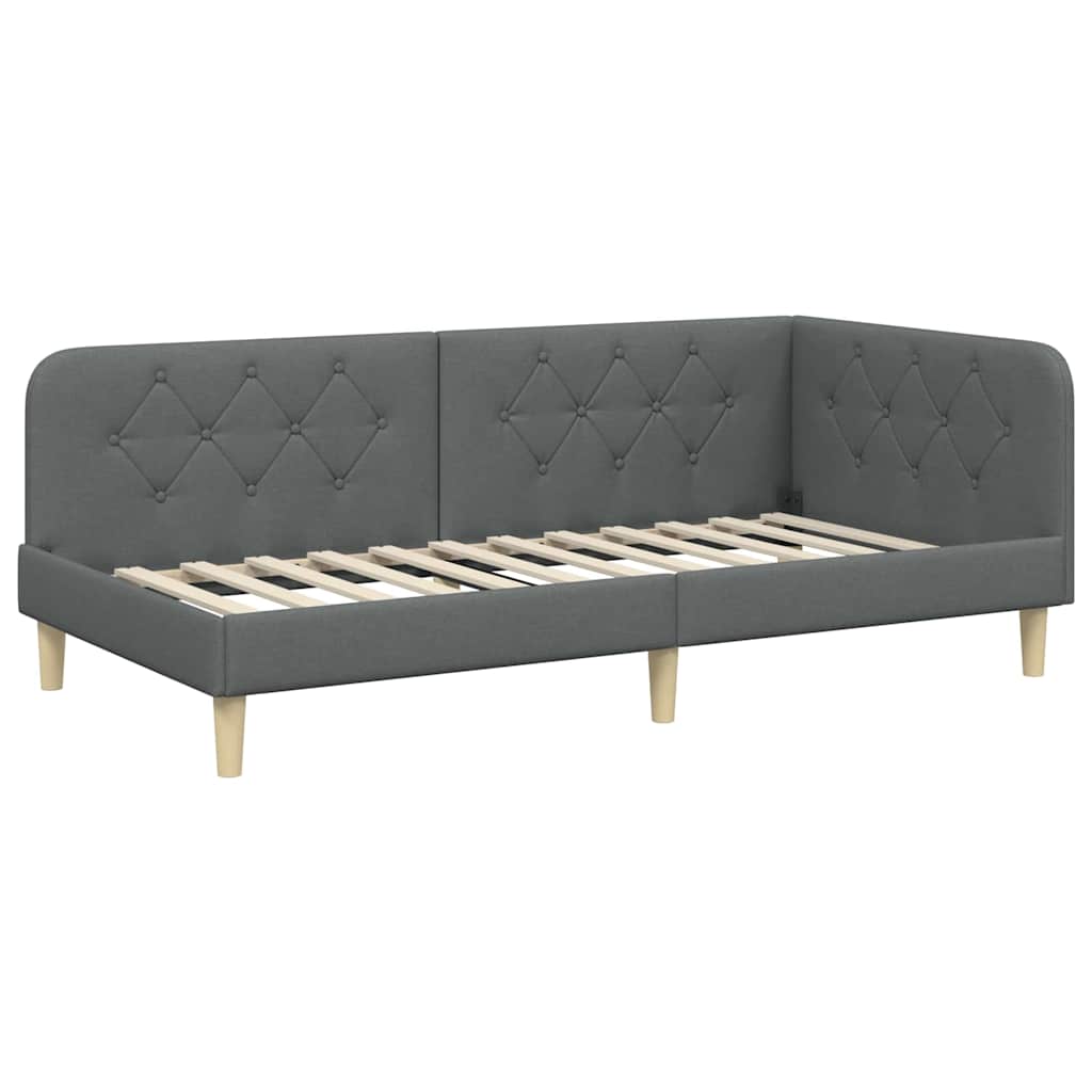Vidaxl hoekbedframe donkergrijs 100 x 200 cm stof