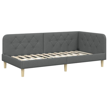 Vidaxl hoekbedframe donkergrijs 100 x 200 cm stof