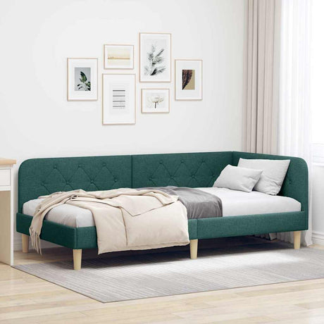 Vidaxl hoekbedframe donkergroen 100 x 200 cm stof