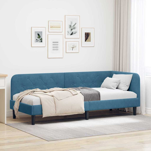 Vidaxl hoekbedframe blauw 80 x 200 cm fluweel