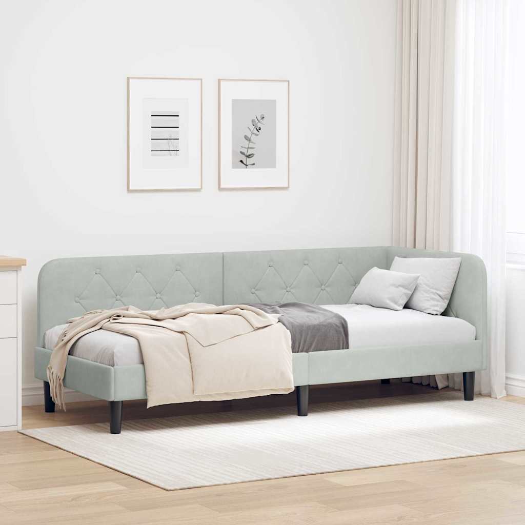 Vidaxl hoekbedframe lichtgrijs 80 x 200 cm fluweel