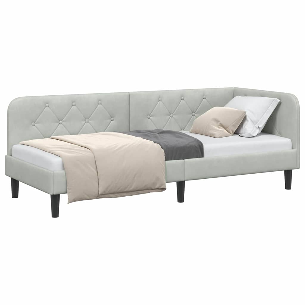 Vidaxl hoekbedframe lichtgrijs 80 x 200 cm fluweel