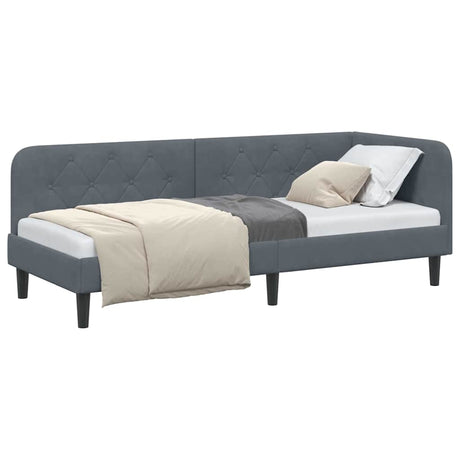 Vidaxl hoekbedframe donkergrijs 80 x 200 cm fluweel