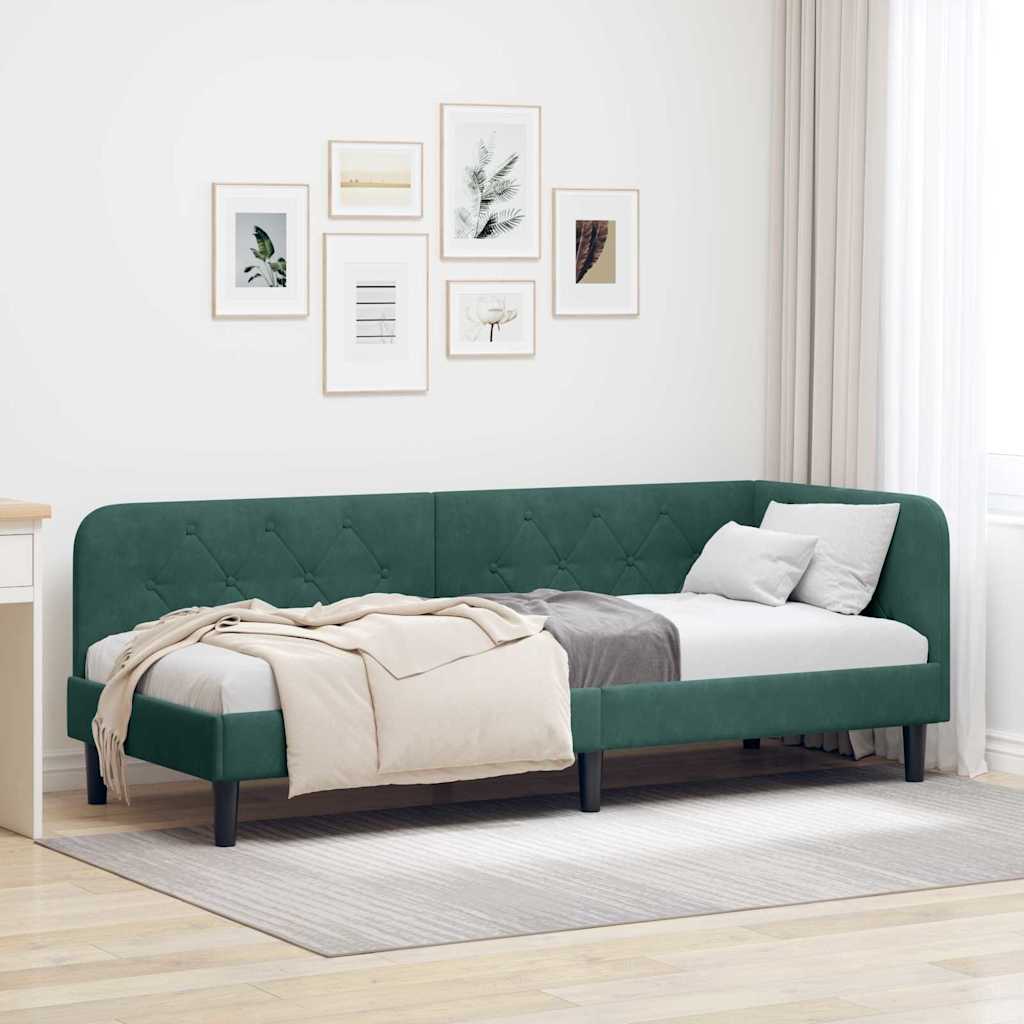 Vidaxl hoekbedframe donkergroen 80 x 200 cm fluweel