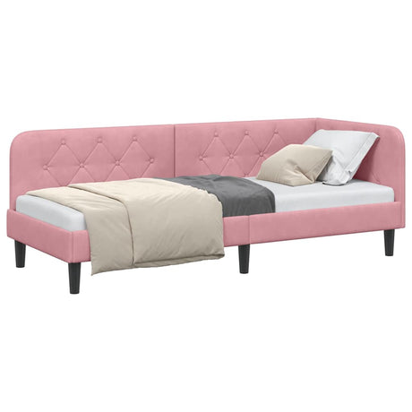 Vidaxl hoekbedframe roze 80 x 200 cm fluweel