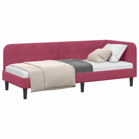Vidaxl hoekbedframe wijnrood 80 x 200 cm fluweel