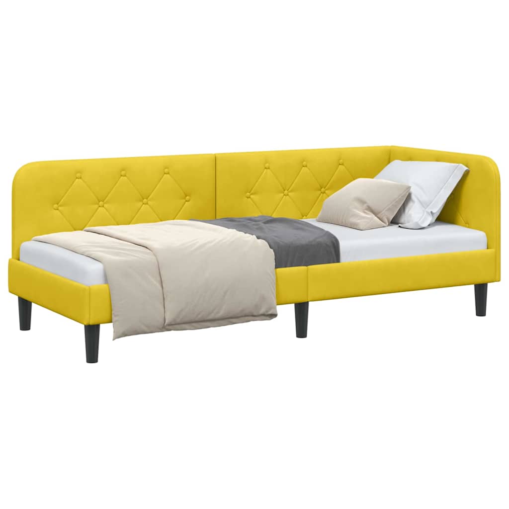 Vidaxl hoekbedframe geel 80 x 200 cm fluweel